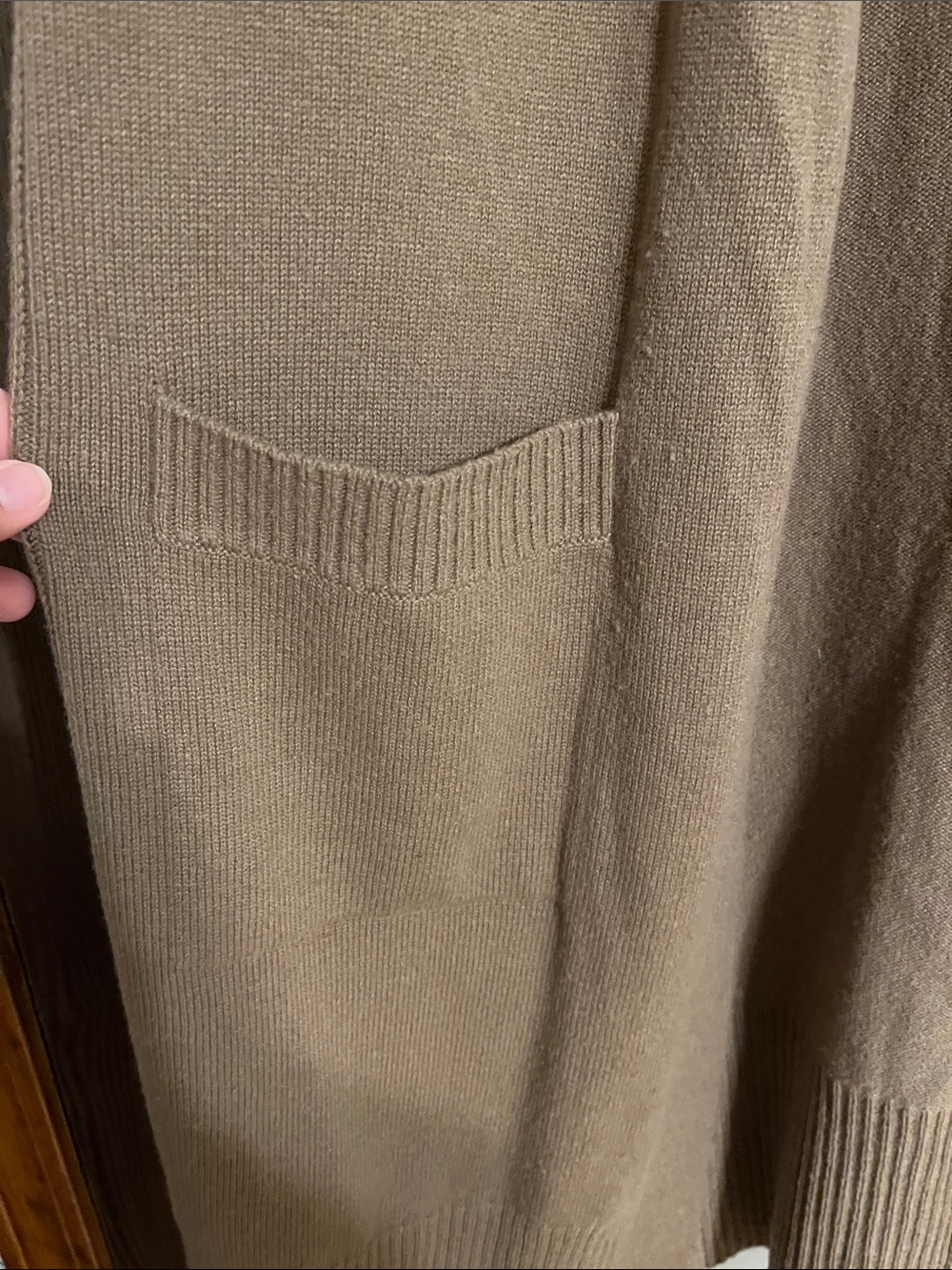 Athleta Long Open-Front cashmere blend Cardigan in Camel Brown - Picture 4 of 8